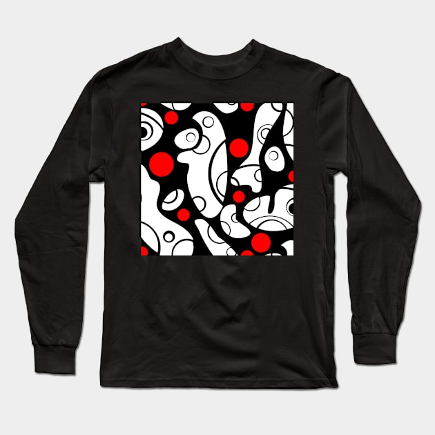 Whale Sonics White and Red on Black Long Sleeve T-Shirt by ArtticArlo